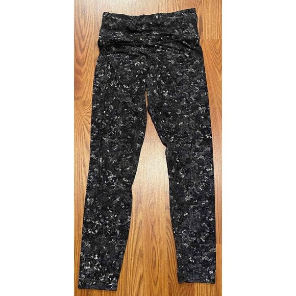 Lululemon Align Pants Womens 6 Equalized Black Floral 2 Nulu Full Length Hi Rise - Picture 3 of 9